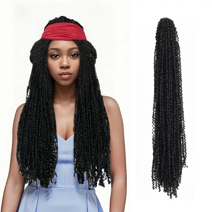 Extensions de cheveux synthétiques pré-bouclées pour tresses au crochet de 20 pouces