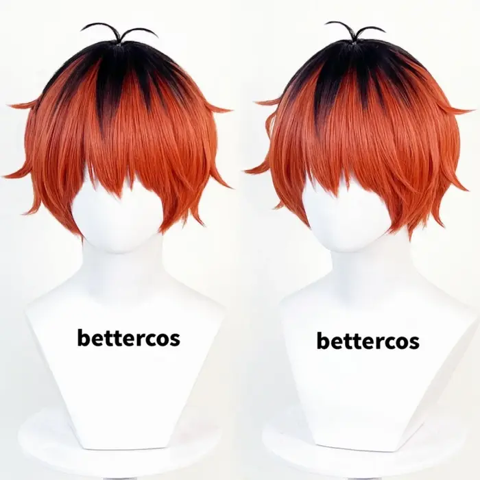 Stark Cosplay perruque Anime Frieren au funéraire marron rouge noir court résistant à la chaleur cheveux synthétiques perruques de fête + bonnet de perruque