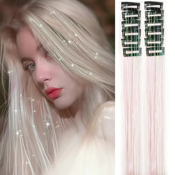 12 pièces pince à cheveux synthétiques en 20 pouces