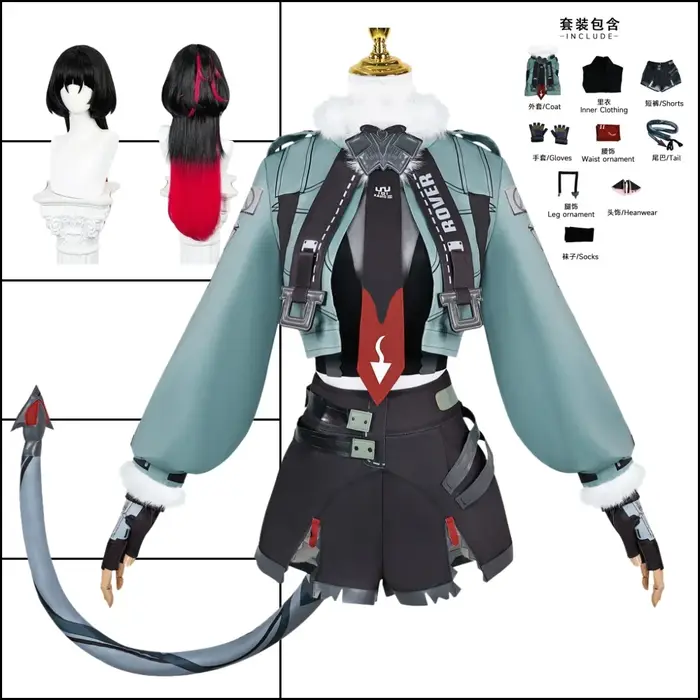 Perruque de Costume de Cosplay Zenless Zone Zero Jane Doe