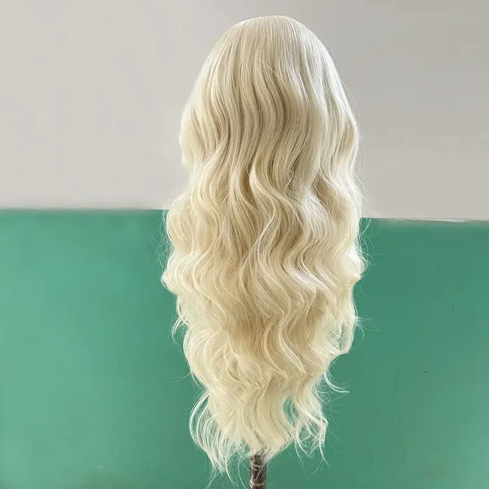 Perruque blonde en dentelle synthétique pour femme