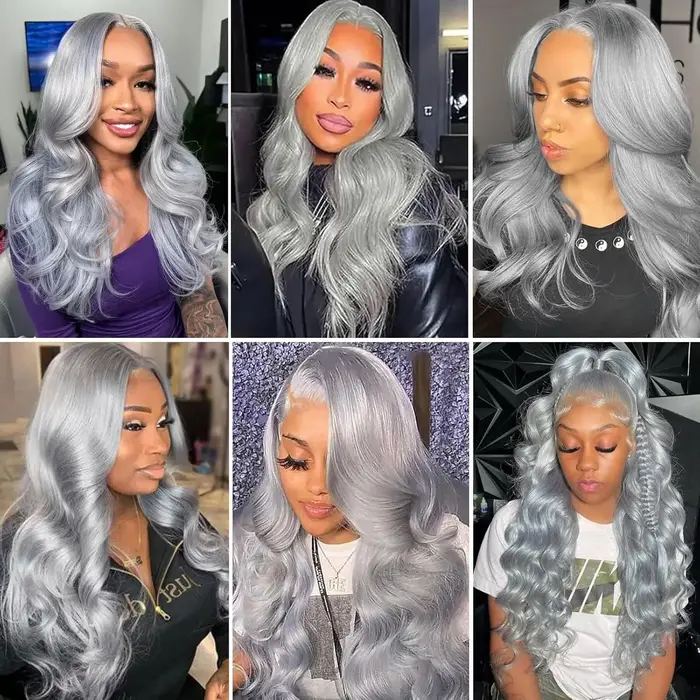 Tissage en lot 100% naturel Body Wave gris argenté