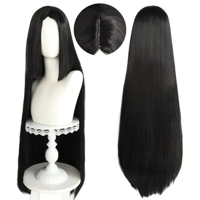 Boa Hancock-Perruque Synthétique Longue Noire Lisse pour Femme, Tenue de Cosplay d'Halloween