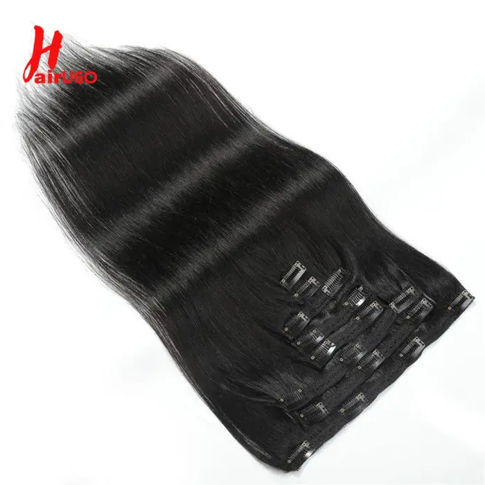HairUGo – extensions de cheveux brésiliens naturels Non Remy lisses à clips