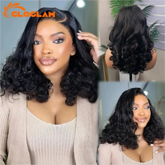 Perruque Lace Front Wig brésilienne bouclée et rebondissante, cheveux naturels, naissance des cheveu