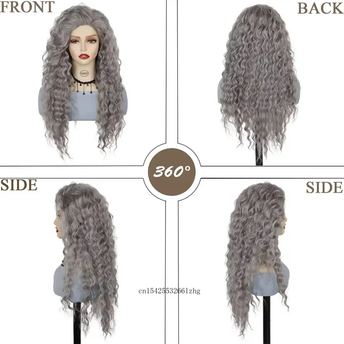 GNIMEGIL – perruque synthétique grise longue ondulée pour femmes, perruque ondulée naturelle moelleuse et bouclée, Cosplay, fête d'halloween, résistante à la chaleur