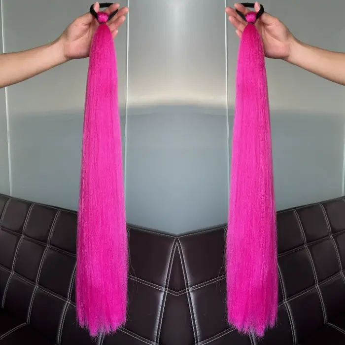 NOUVEAUTÉ! Extension de queue de cheval synthétique colorée, longue et droite, à tresser soi-même, a