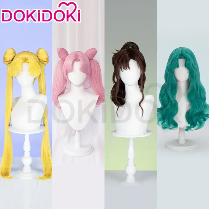 EN STOCK Chibii Usaa Tsuk Occa Usagii Kdón Makotoo Kaiouu Michiruu perruque Anime DokiDoki mignon queue de cheval cheveux casquette gratuite
