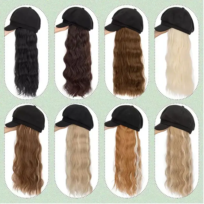 Casquette Newsboy avec Extensions de cheveux Bob
