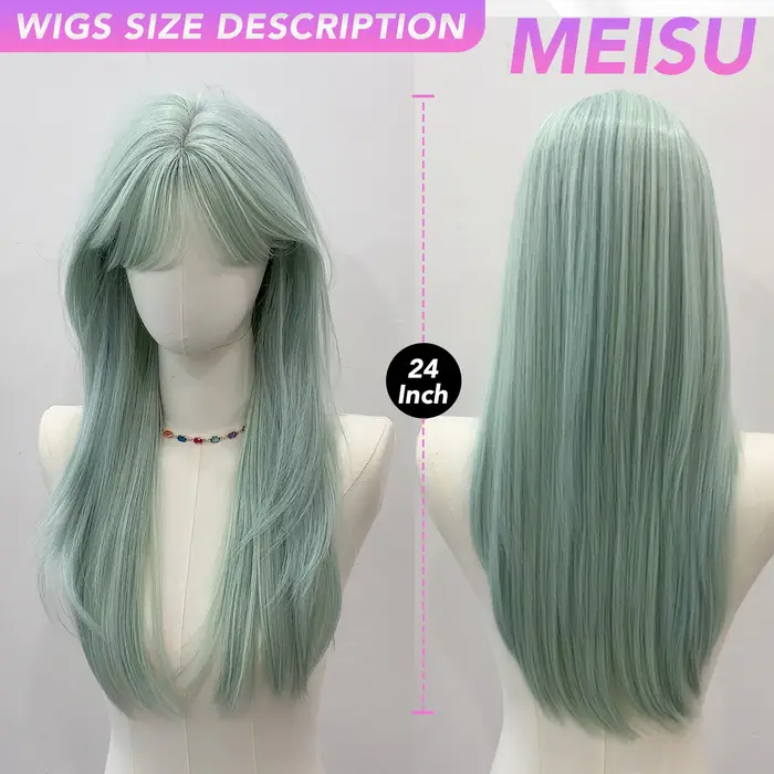 MEISU – perruque synthétique longue et lisse de 24 pouces