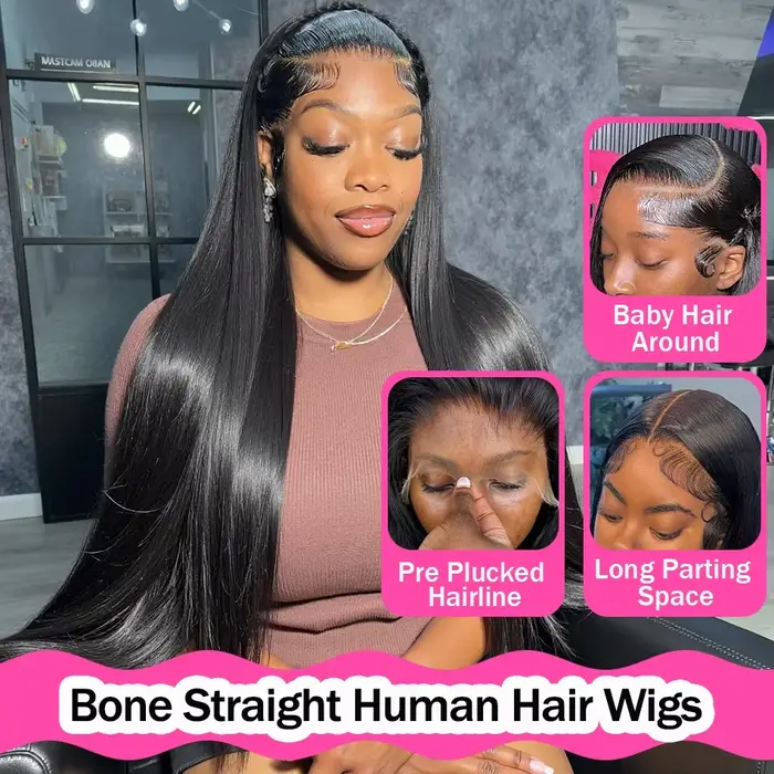 Perruques en cheveux humains bruts lisses HD 13x6 de 30