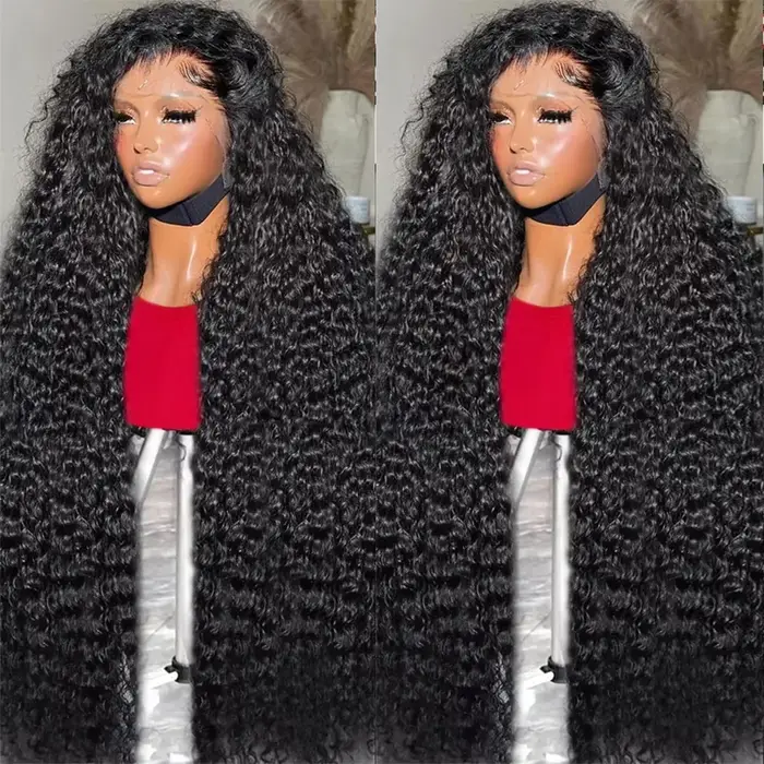 Perruque Lace Front Wig Remy Deep Wave 220% Naturelle, Cheveux Humains, 13x4, 13x6, 50-52 Pouces, 36