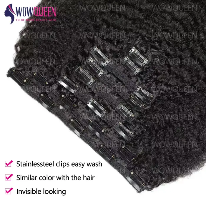 Extensions de cheveux humains bouclés afro crépus à clipser