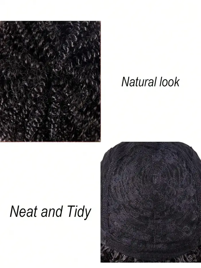 Perruque afro bouclée courte avec frange pour femmes noires