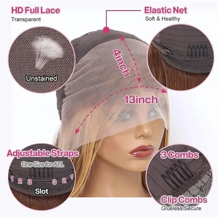 Perruque Lace Front 13x4 en Cheveux Naturels pour Femme