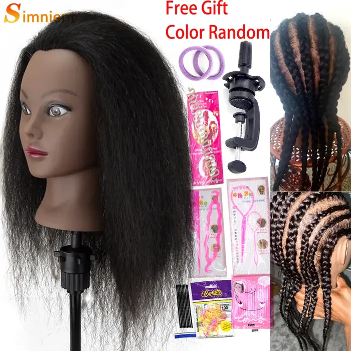 Têtes de Mannequin Afro pour tressage, poupées de cheveux, formation humaine réelle, modèle de coiff