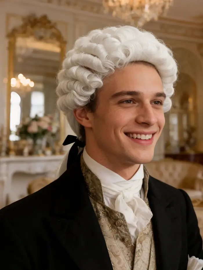 Perruque de juge ou d'avocat de style baroque blanc