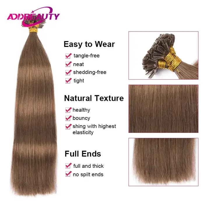 U pointe pointe d'ongle Extension de cheveux cheveux humains droite Blonde UTip Extension de cheveux humains Fusion naturelle cheveux humains kératine Remy cheveux