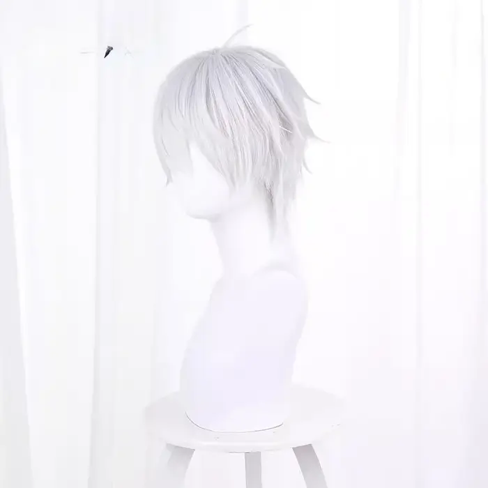 D Gray-man Allen Walker Cosplay cheveux synthétiques courte argent blanc style bande dessinée perruque