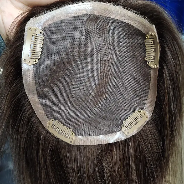 Moresoo cheveux humains droits Toppers Machine Remy cheveux pièce pince pour femmes Topper pour la b