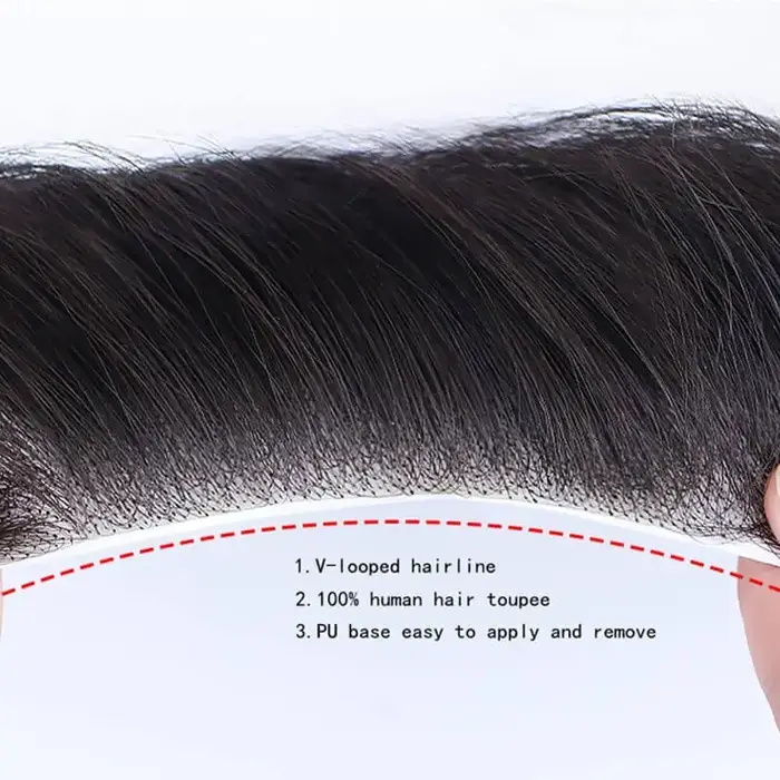Perruque toupet de cheveux humains naturels