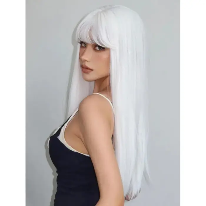 Perruque synthétique longue et lisse pour femme