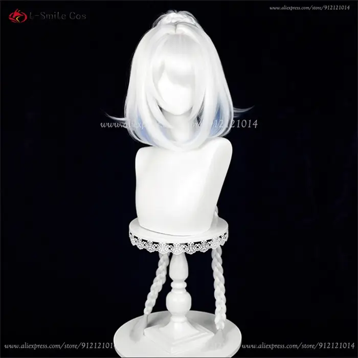 Mualani Cosplay perruque 110 cm de Long tressé blanc bleu perruques mixtes Meztli