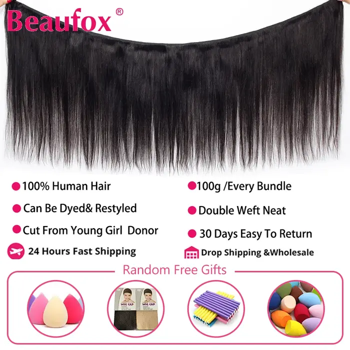 Beaufox cheveux péruviens paquets droit