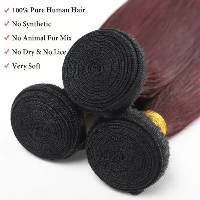 Tissage en lot brésilien naturel lisse ombré bordeaux