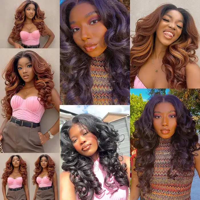 Latisha-Perruque Lace Front Synthétique Bouclée avec Frange pour Femme