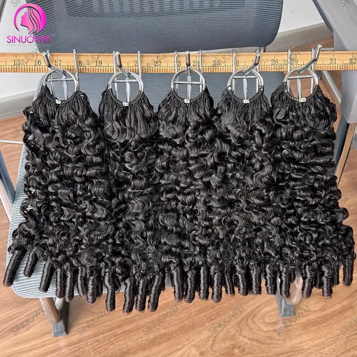 de au cheveux huains, type plume, 12A, bouclés , noir naturel, pré-séparées