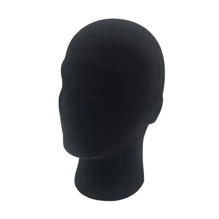 Tête de Mannequin en mousse de velours noir, présentoir de perruque, présentoir de cosmétologie et d