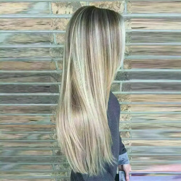Perruque Lace Front Ombrée Blonde avec Mèches, Perruques Lisses pour Cosplay Lolita, Usage Quotidien