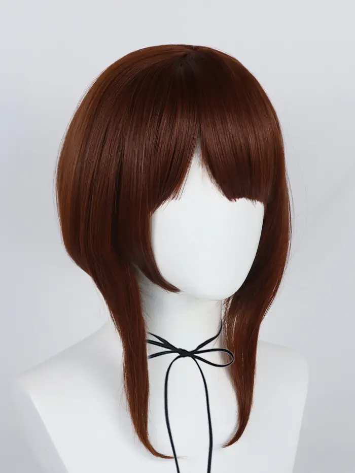 Perruque de Cosplay synthétique courte marron