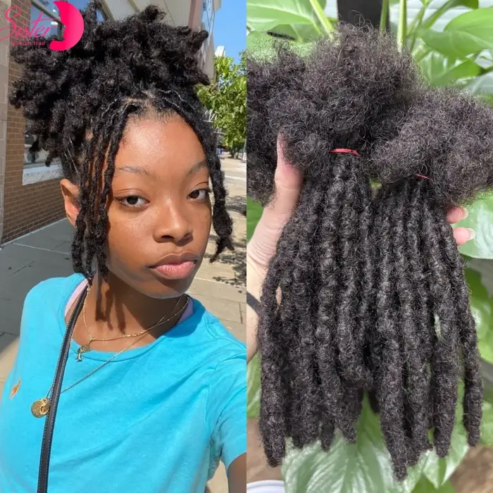 Loc Extension cheveux humains 0.6 cm largeur 8 pouces 50 brins à la main Dreadlock Inter Extension c