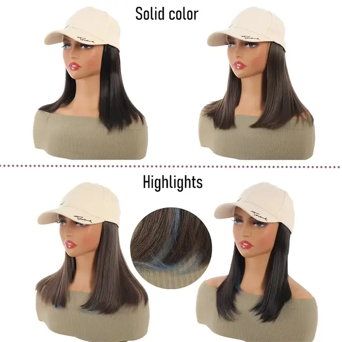 Casquette de baseball Allaosify pour femme avec cheveux synthétiques de 12 pouces