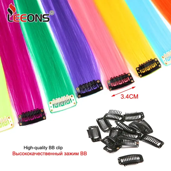 Leeons Extensions de cheveux synthétiques avec Clips