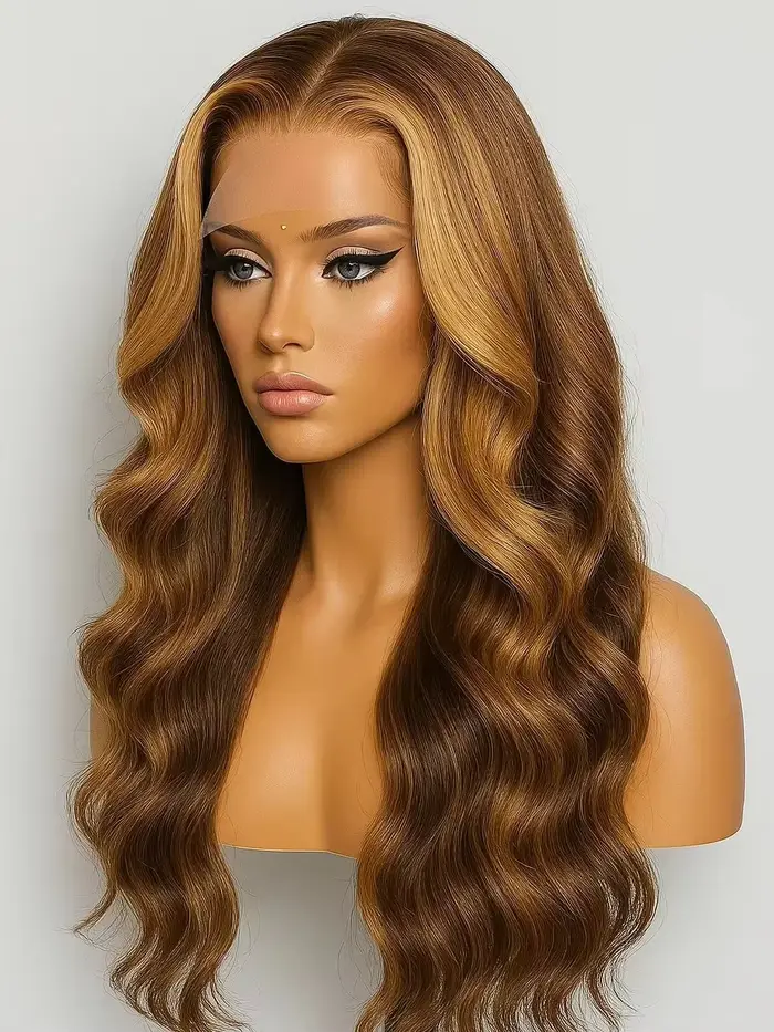 30 pouces miel blond Ombre 13X4 HD dentelle avant perruque cheveux humains mettre en évidence vague 