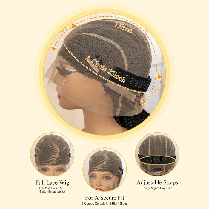 Perruque tressée pleine dentelle avec extrémités bouclées, tresses synthétiques Cornrow pour femmes 