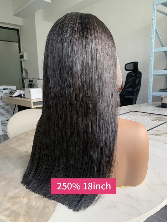 Cheveux bruts vietnamiens 250 densité 100 cheveux humains dentelle frontale perruques droite naturel