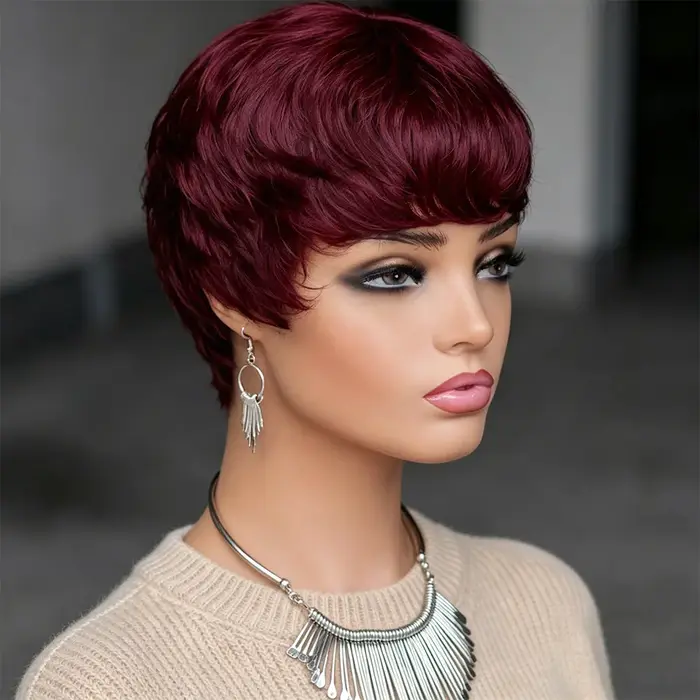 Perruque courte pour femme en cheveux humains