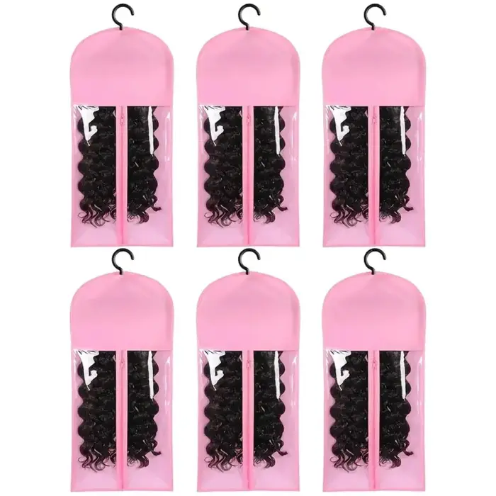 Sacs de rangement pour perruques avec cintres, 6 pièces, organisateur d'extension de cheveux Durable