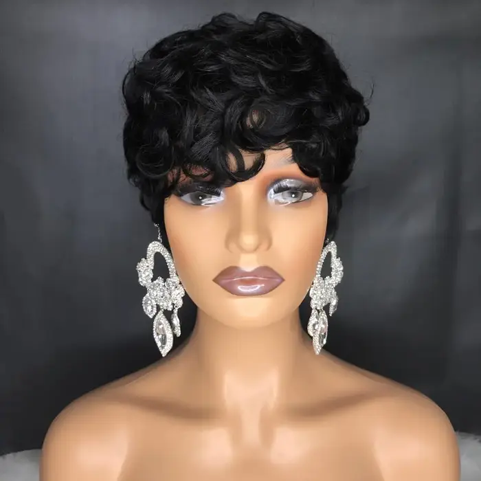 Perruques courtes Pixie pour femmes noires perruques courtes noires bouclées Pixie perruques de chev
