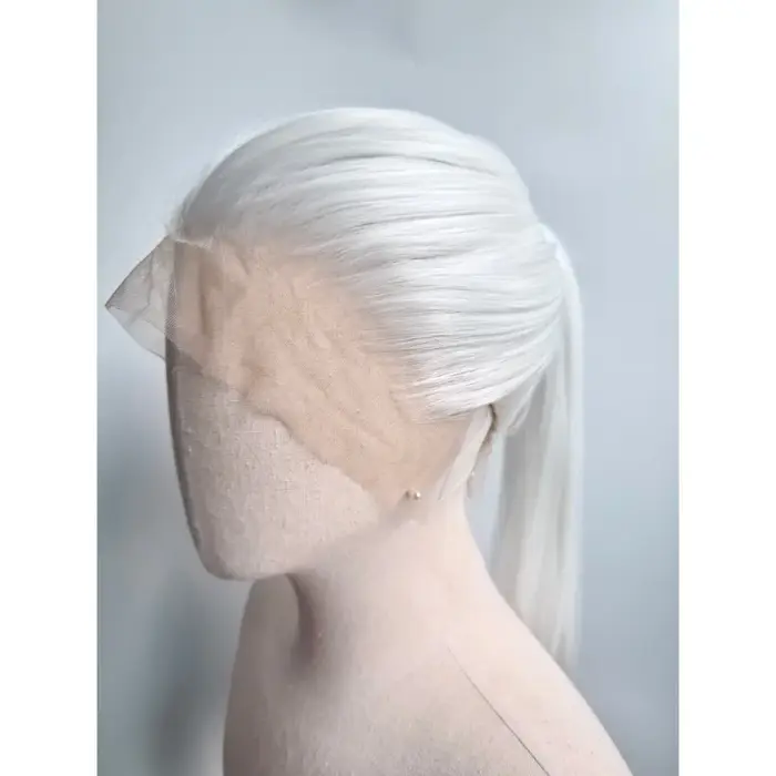 13*6 perruque avant en dentelle blanche pour les femmes 26 pouces perruques de cheveux longs raides fibres de haute