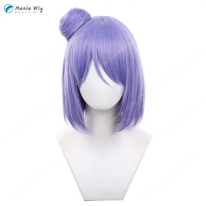 Perruque de Cosplay Anime violette 35cm, perruque de Cosplay avec couvre-chef, cheveux résistants à 