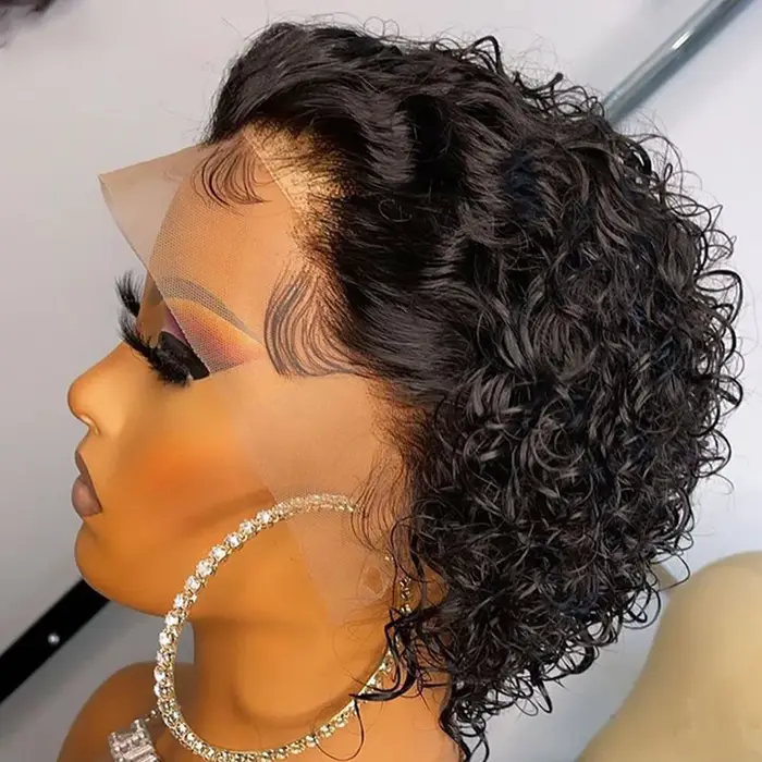 Perruque coupe lutin cheveux humains 13x1 dentelle frontale perruques