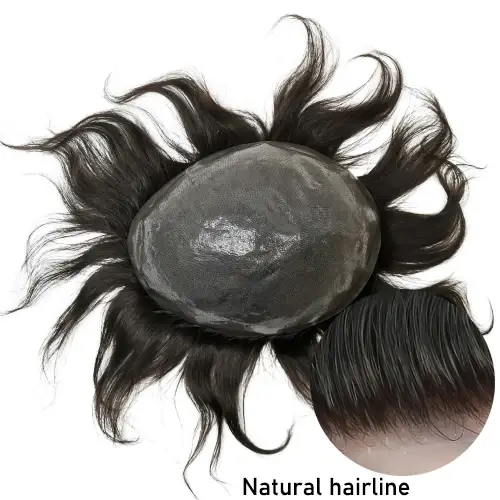 Prothèse de cheveux humains en PU à peau fine pour hommes,proteses de cabelo humano masculino toupet
