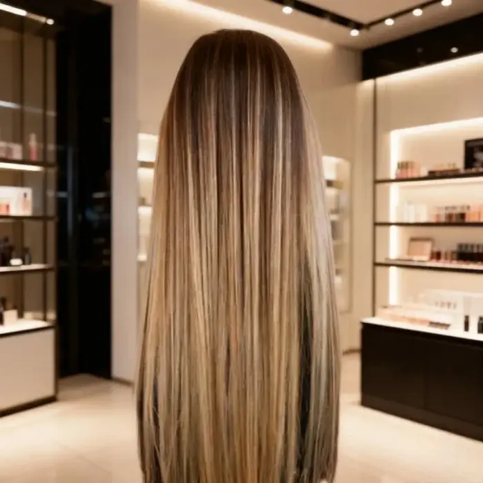 Perruque longue droite balayage brun blond synthétique pour femme, idéale pour le quotidien et la remplacement capillaire