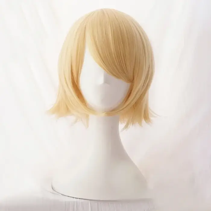 Anime haute qualité Rin Len Cosplay perruque courte Blonde résistant à la chaleur cheveux synthétiques