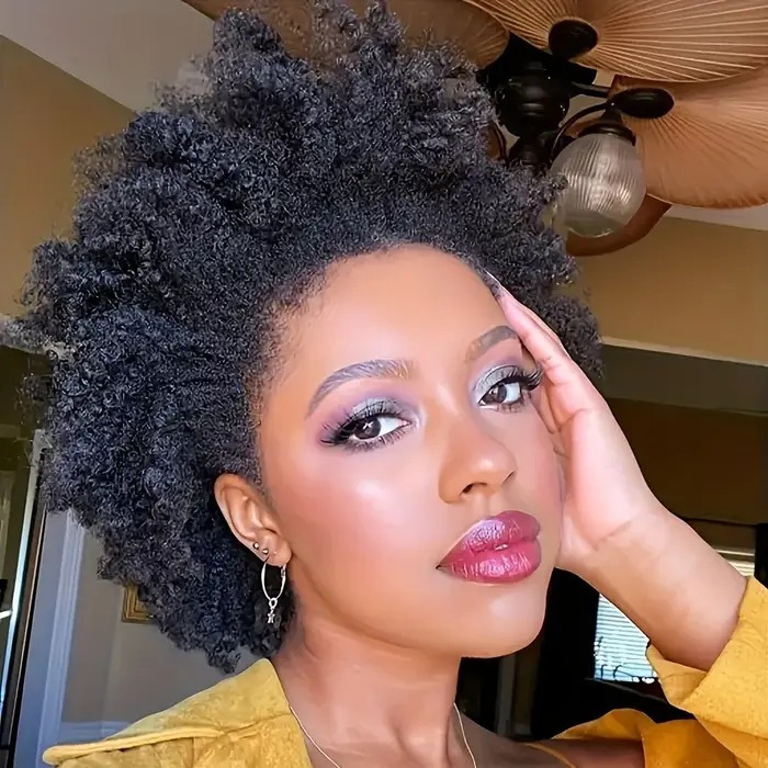 Perruque coupe lutin de densité 150%, cheveux humains vierges brésiliens, 13x4, Lace Front transparente, Afro, crépus et bouclés, Style Bob court